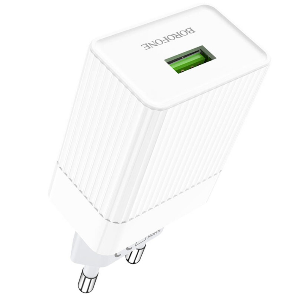 Мережевий зарядний пристрій BOROFONE BA47A Mighty speed single port QC3.0 3A White