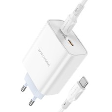 Мережевий зарядний пристрій BOROFONE BA73A Young PD35W dual port(2C) charger set(Type-C to Type-C) White