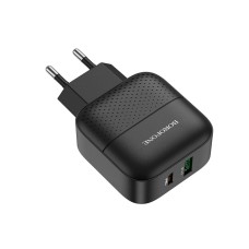 Мережевий зарядний пристрій BOROFONE BA46A Premium PD + QC3.0 (Type-C to Lightning) Black