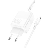 Мережевий зарядний пристрій BOROFONE BA75A Powerful dual port PD30W+QC3.0 charger set(Type-C to Type-C) White