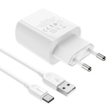 Мережевий зарядний пристрій BOROFONE BA58A Mighty dual port digital display charger set(Type-C)White