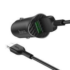Автомобільний зарядний пристрій HOCO Z39 Farsighted dual port QC3.0 Car charger set(Type-C) Black