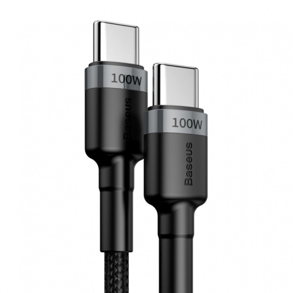 Кабель Baseus Cafule PD2.0 100W flash charging USB Type-C-Type-C cable (20V 5A) 2m Gray+Black