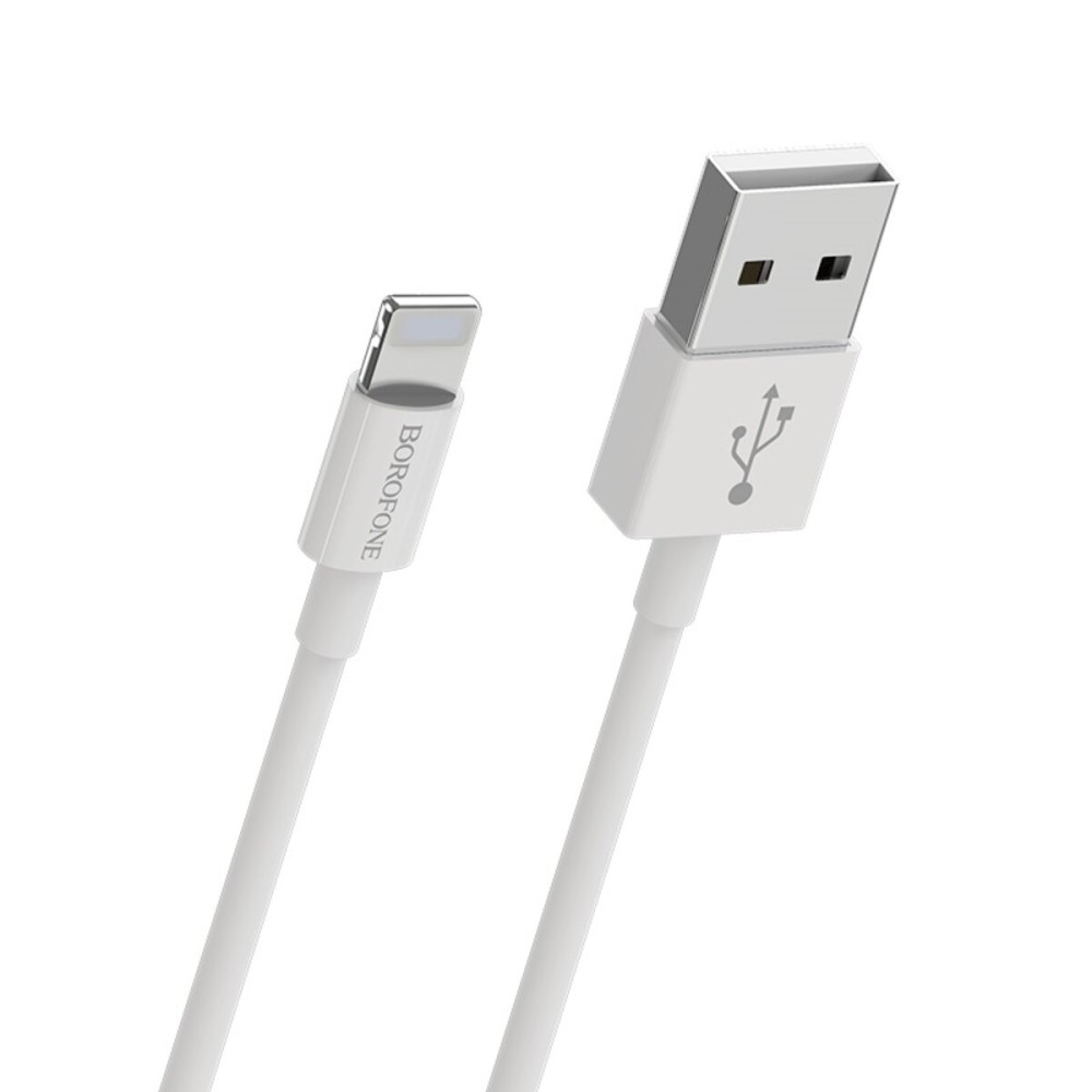 Кабель BOROFONE BX22 USB to iP 2.4A, 1m, PVC, РС connectors, White