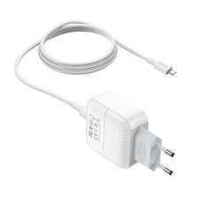 Мережевий зарядний пристрій BOROFONE BA46A Premium PD + QC3.0 (Type-C to Lightning) White
