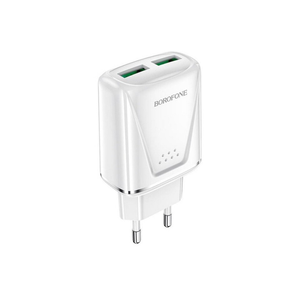 Мережевий зарядний пристрій BOROFONE BA54A Wide road dual port QC3.0 charger White