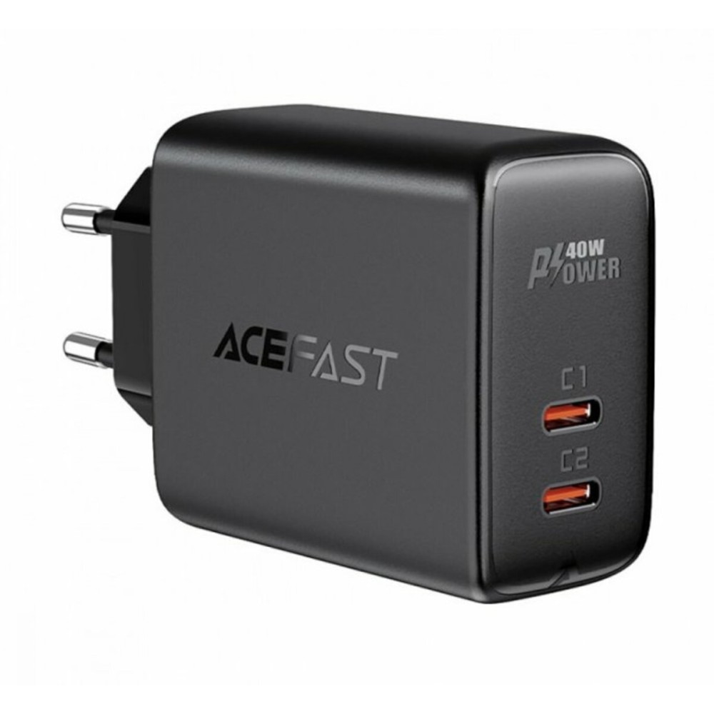 Мережевий зарядний пристрій ACEFAST A9 PD40W(USB-C+USB-C) dual port charger Black