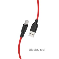 Кабель HOCO X21 Plus USB to Type-C 3A, 1m, silicone, silicone connectors, Black+Red