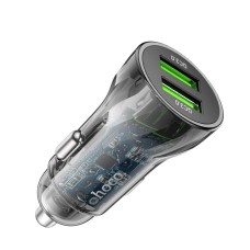 Автомобільний зарядний пристрій HOCO Z47 Transparent Discovery Edition dual port QC3.0 car charger Transparent Black