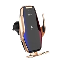Тримач для мобільного HOCO S14 Surpass automatic induction wireless charging car holder Gold