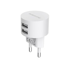 Мережевий зарядний пристрій BOROFONE BA23A Brilliant dual port charger White