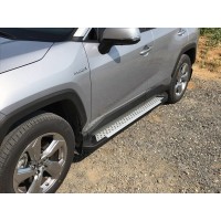 Бокові пороги Allmond Grey (2 шт., алюміній) для Toyota Rav 4 2019+