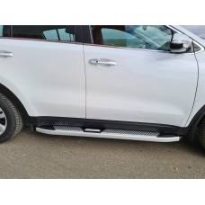 Бокові пороги Mevsim Grey (2 шт., Алюміній) для Kia Sportage 2015-2021 рр.