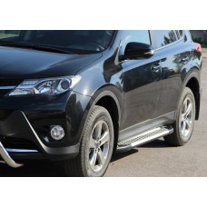 Бокові пороги Allmond Grey (2 шт., алюміній) для Toyota Rav 4 2013-2018 рр.