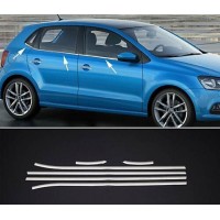Окантовка вікон HB (6 шт, нерж) для Volkswagen Polo 2010-2017 рр.