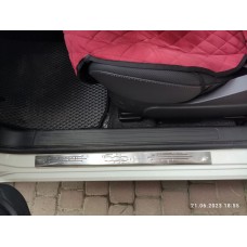 Накладки на пороги 500 (Carmos, 2 шт, нерж) для Fiat 500/500L