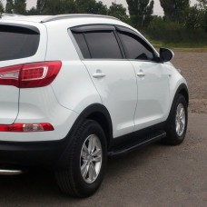 Бокові пороги Allmond Black (2 шт., алюм.) для Kia Sportage 2010-2015 рр.