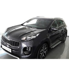 Бокові пороги Allmond Grey (2 шт., алюміній) для Kia Sportage 2015-2021 рр.