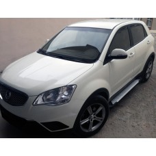 Бокові пороги Allmond Grey (2 шт., алюміній) для SsangYong Korando 2010-2019