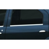 Окантовка вікон (4 шт, нерж.) Carmos - Турецька сталь для Dacia Logan I 2005-2008 рр.