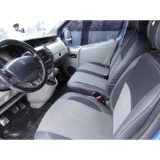Авточохли (кожзам і тканина, Premium) Передні 1 та 1 для Nissan Primastar 2002-2014рр.