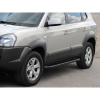 Бокові пороги Allmond Black (2 шт., алюміній) для Hyundai Tucson JM 2004↗ рр.