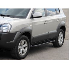 Бокові пороги Allmond Black (2 шт., алюміній) для Hyundai Tucson JM 2004↗ рр.