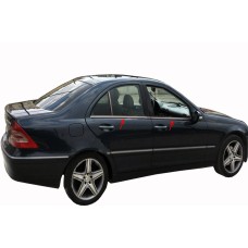 Окантовка стекол (нерж.) 4 шт, Sedan, Carmos - Турецька сталь для Mercedes C-class W203 2000-2007рр.