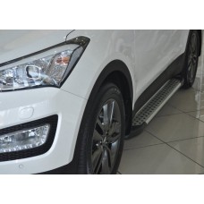 Бокові пороги Allmond Grey (2 шт., алюм.) для Hyundai Santa Fe 3 2012-2018рр.