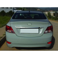 Накладка над номером (нерж.) Carmos - Турецька сталь для Hyundai Accent Solaris 2011-2017 рр.