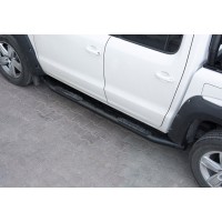 Бокові пороги Amazon Black (2 шт., чорні) для Mitsubishi L200 2006-2015 рр.