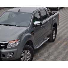 Бокові пороги Allmond Grey (2 шт., алюм) для Ford Ranger 2011↗ рр.