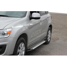 Бокові пороги Allmond Grey (2 шт., алюм.) для Mitsubishi ASX 2010-2023 рр.