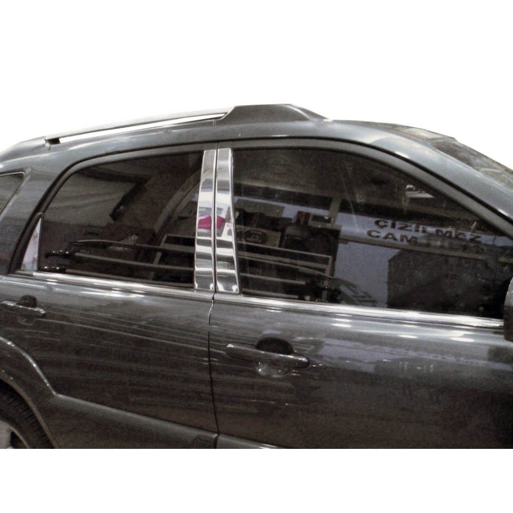 Накладки на стійки (6 шт, нерж) для Kia Sportage 2004-2010 рр.