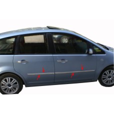 Молдинг дверний (4 шт, нерж.) Carmos - Турецька сталь для Ford C-Max 2004-2010 рр.