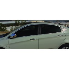 Повний комплект обведення стекол (14 шт., нерж.) для Hyundai Accent Solaris 2011-2017 рр.