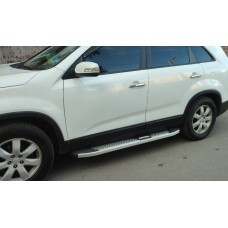 Бокові пороги Mevsim Grey (2 шт., Алюміній) 2010-2013 для Kia Sorento XM 2009-2014рр.