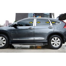 Молдинг дверних стійок (6 шт, нерж.) для Honda CRV 2012-2016 рр.