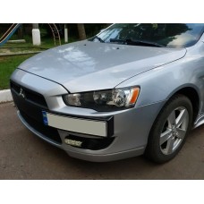 Підставка під номер (пластик) Чорний мат для Mitsubishi Lancer X 2008↗ рр.