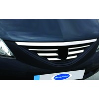 Накладки на решітку радіатора (нерж.) Carmos - Турецька сталь для Renault Logan I 2005-2008 рр.