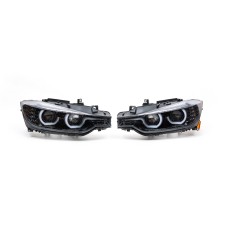 Передня оптика LED (2 шт) Чорна для BMW 3 серія F-30/31/34 2012-2019рр.