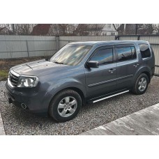 Бокові пороги Maya V1 (2 шт., алюміній) для Honda Pilot 2008-2015 рр.