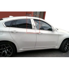 Молдинги на дверні стійки (нерж.) для BMW X6 E-71 2008-2014рр.