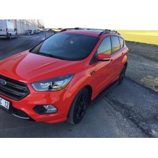 Бокові пороги Tayga Black (2 шт., Алюміній) З чорним листям на дверях для Ford Kuga/Escape 2013-2019 рр.