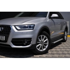 Бокові пороги Allmond Grey (2 шт., алюміній) для Audi Q5 2008-2017 рр.