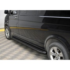 Бокові пороги Allmond Black (2 шт., алюм) Коротка база для Volkswagen T5 Transporter 2003-2010 рр.