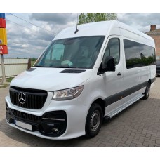 Бокові пороги Maya V2 (2 шт., алюміній) Long/ExtraLong для Mercedes Sprinter 2018↗ рр.