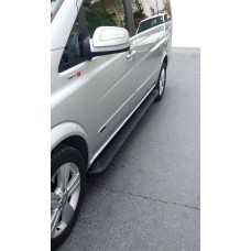 Бокові пороги Allmond Black (2 шт., алюм) Довга (ExtraLong) для Mercedes Vito W639 2004-2015рр.