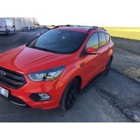 Бокові пороги Tayga Black (2 шт., Алюміній) З пофарбованим листям на дверях для Ford Kuga/Escape 2013-2019 рр.