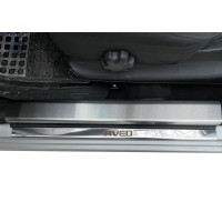 Накладки на дверні пороги Carmos (4 шт, нерж.) для Chevrolet Aveo T250 2005-2011 рр.